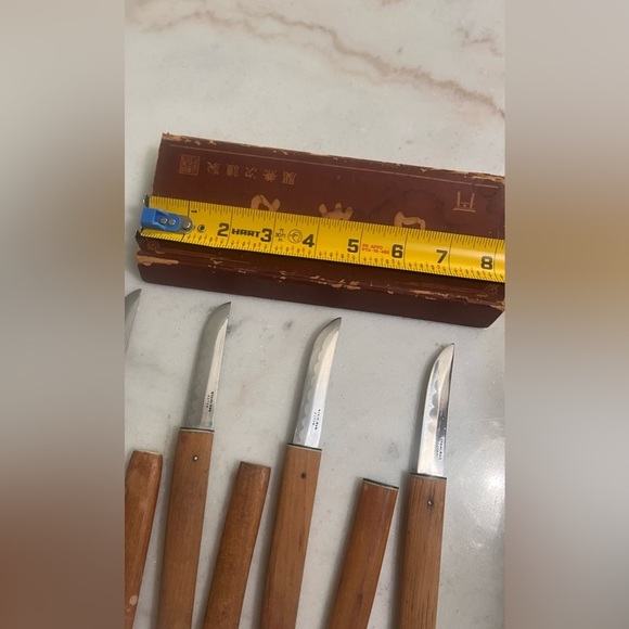 Vintage Kanenari Seki Knives with Bamboo Sheath Mid Century Japanese Unique Rare - Picture 7 of 13